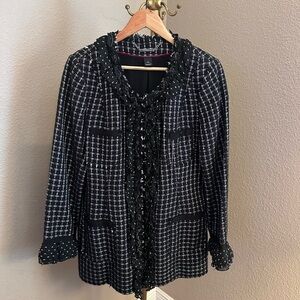 White House Black Market Black and White Checkered Blazer Size 14